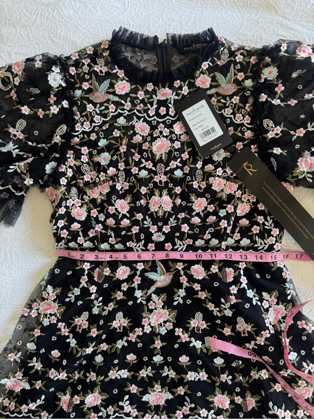 Rich Radi Q’S Black Floral Embroidered Lace Midi Dress - Picture 12 of 16